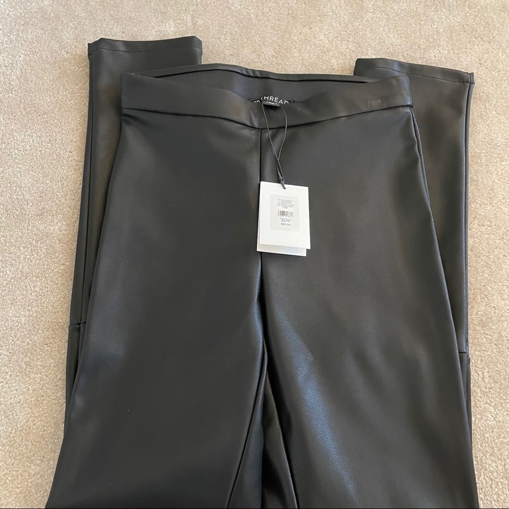 En Thread Black Leather Pants NWT